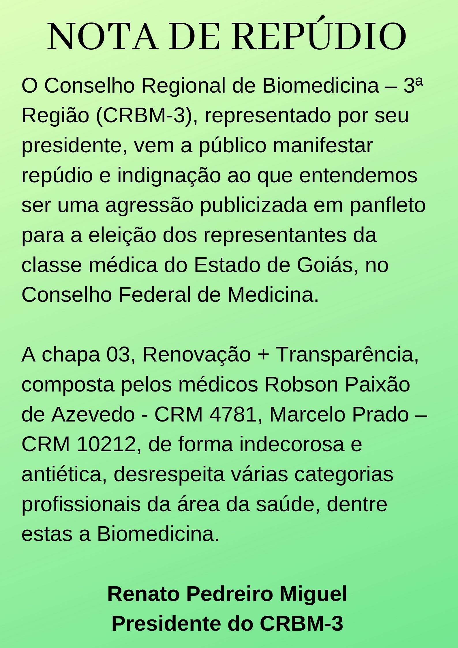NOTA DE REPÚDIO